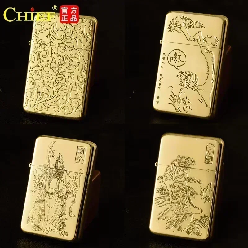 Lighter Insert Zippo - CHIEF Изысканная латунная керосиновая зажигалка, тонкая