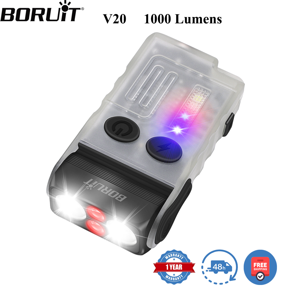 Keychain Flashlight - BORUiT V20 Флуоресцентный фонарик-брелок с зуммером,