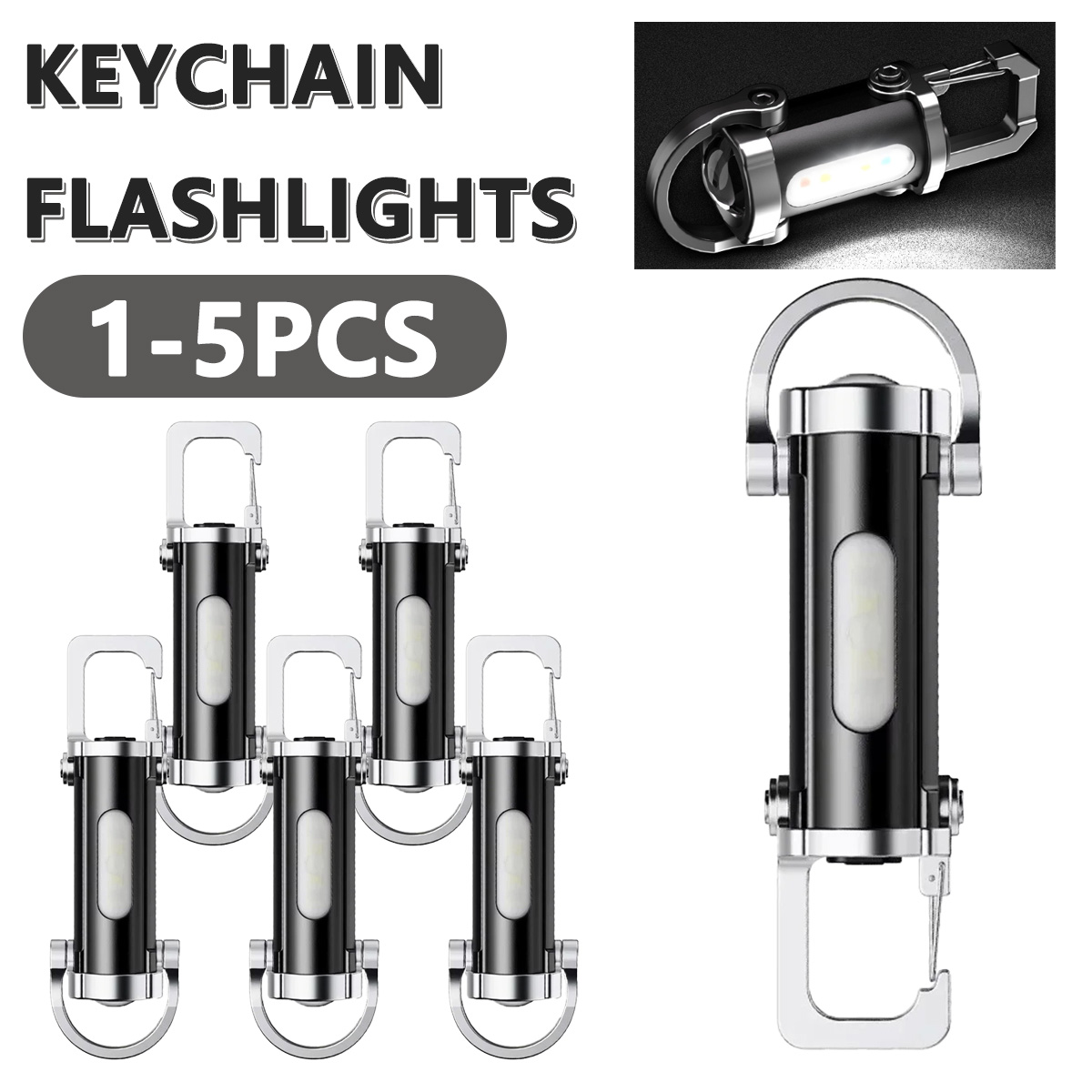Keychain Flashlight - Мощный светодиодный фонарик EDC, брелок, перезаряжаемые