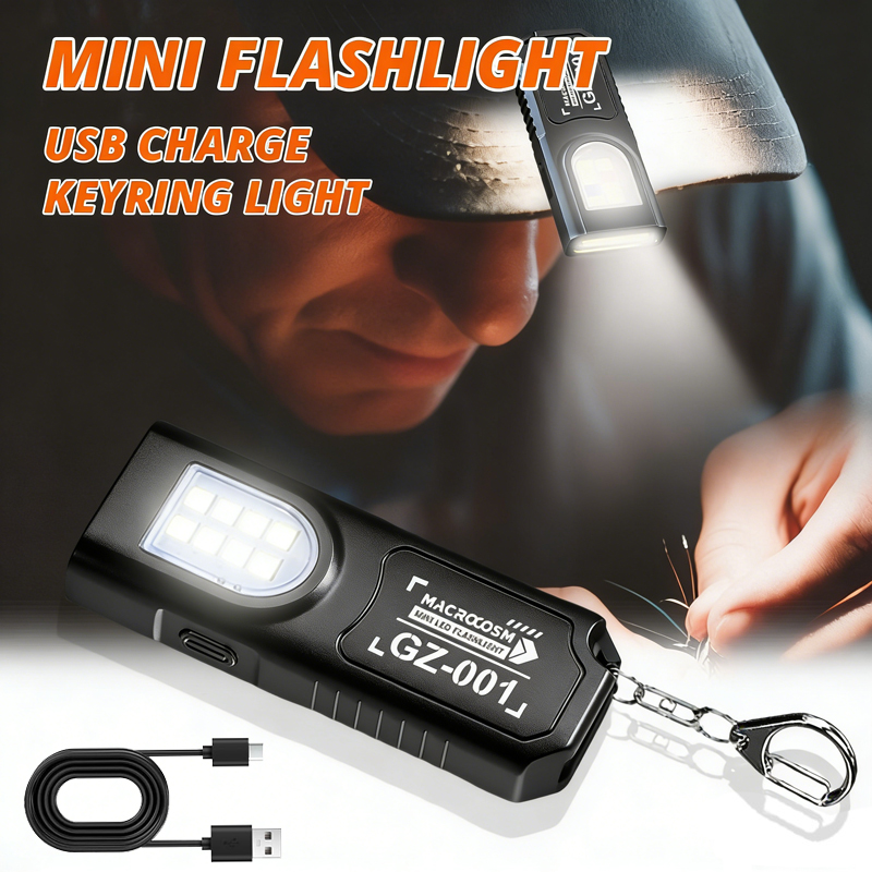 Keychain Flashlight - Светодиодный фонарик-брелок с зарядкой Type-C, 550